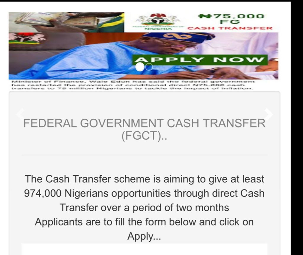 Fact-Check: Fake ₦75,000 FG Cash Transfer Scheme Circulates via https://hd.ke/75k-Fg-Cash-Transfer